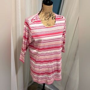 Knit Button-Trim 3/4 sleeve top